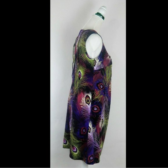 My Collection Sleeveless Dress Feather Pattern Blk - Picture 7 of 16